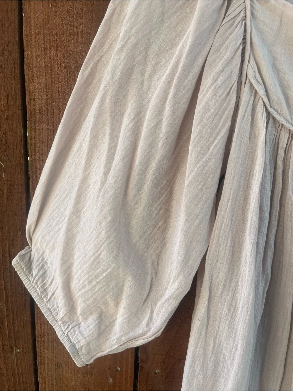 Zara Basic Cream Boho Rustic Cottagecore Peasant Flowy Top Sz S Puff Sleeve